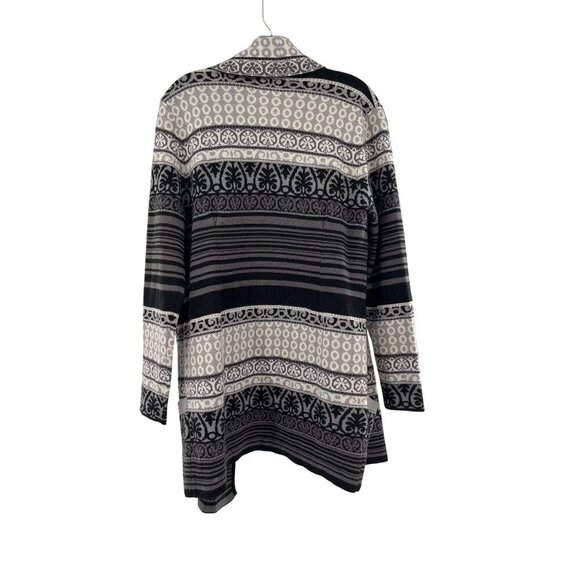Icelandic Design Womens Wool Blend Cardigan Sweater Medium Gray Black Knit - Picture 2 of 7